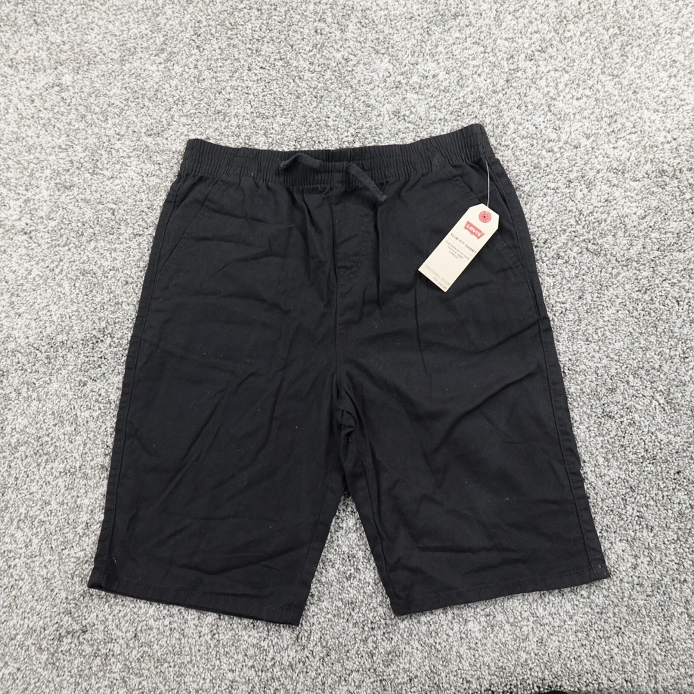 NEW‎ Levis Shorts Boys XL Dark Black Slim Fit Chino Drawstring Casual Flat Front